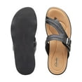 thumbnail image 4 of CLARKS COLLECTION Womens Black Buckle Accent Cushioned Brynn Madi Round Toe Wedge Slip On Leather Thong Sandals Shoes 9.5 M, 4 of 4