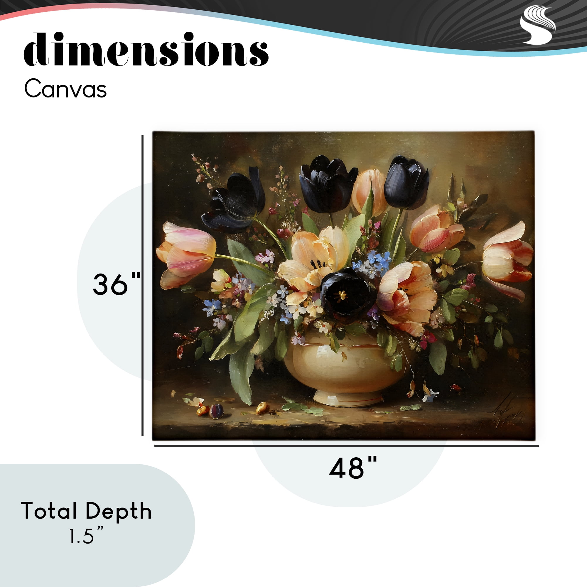 Stupell Industries Black Tulips & Peach Bouquet Canvas Wall Art, design by Franklyn Gregory