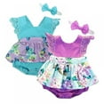 thumbnail image 4 of Newborn Baby Girls Spliced Design Baby Printed Floral Sleeveless PP Short Pants Jumpsuit Rompers +Bowknot Head Band ,0-24M, 4 of 4