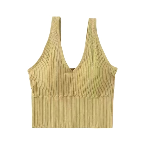 Guardurnaity Sujetador deportivo sin costuras suave y elástico para mujer, ropa interior ligera y cómoda para mujer Ropa interior Té sal marrón