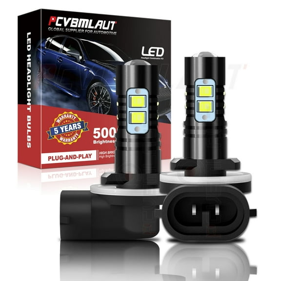 PCVBMLAUT 6000K White High Power LED Fog Automotive Light Bulb fits Universal Vehicles 2 Pack