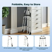 Naipo Folding Walkers for Seniors,Lightweight Mobility Walker with Trigger Release and Glide Skis,Silver