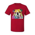 thumbnail image 2 of Wild Bobby Dean Russo Neon Colorful Pug Dog The Bulldog Dog Lover Men Graphic Tee, Red, Small, 2 of 5