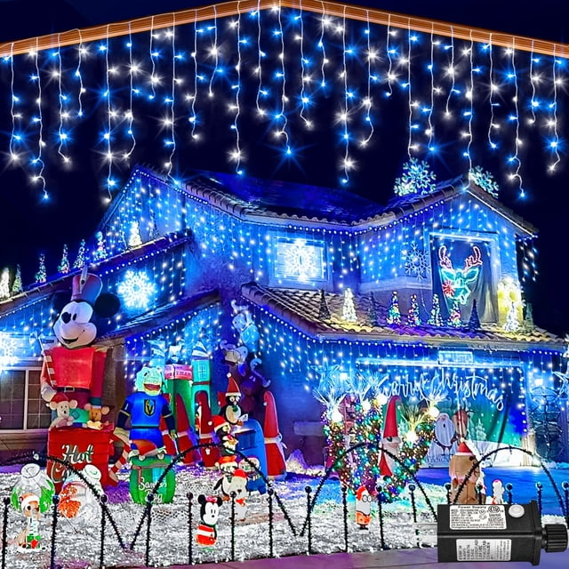 Icicle Lights Nielfoi 1280 LED, 40 m, azul y blanco, Navidad