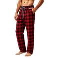 thumbnail image 6 of TKKCS Mens Buffalo Plaid Lounge Pants Relaxed Fit Straight Leg Casual Sleepwear Elastic Waist Drawstring Pajama Pants with Pockets Red XL, 6 of 7
