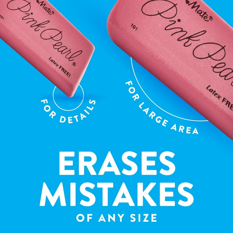 Paper Mate Pink Pearl Large Erasers, Latex-Free, 12 Count