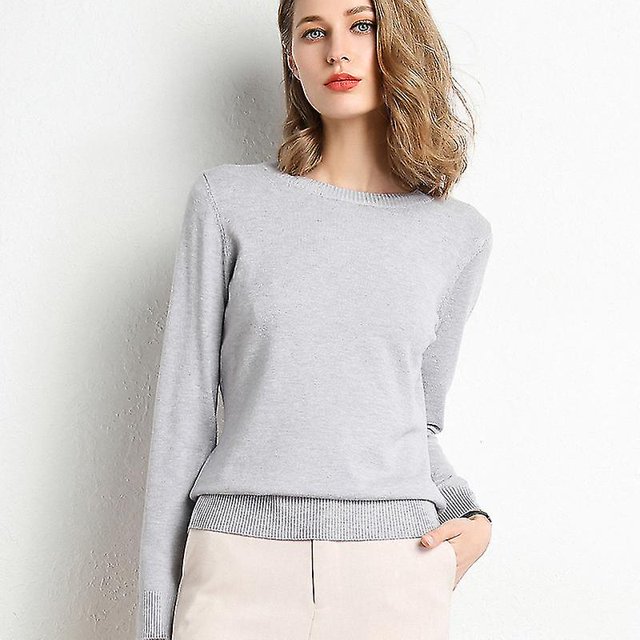 Nouveau Femmes Automne Hiver Vêtements Solide Col Rond Pull Pull Manches Longues Pulls Tricot Chemise Femmes Tops