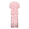 thumbnail image 7 of felwors Women's Capri Pajama Sets Floral Print Short Sleeve Sleepwear Top and Capri Pants 2 Piece Loungewear with Pockets Light Pink, M, 7 of 7