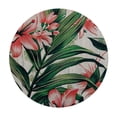 thumbnail image 4 of WYYP Pink Flowers Green Leaves Round Tablecloth Waterproof Polyester Fiber Full Width Single-Sided Printing White, 4 of 8