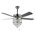 thumbnail image 6 of 52 Inch Chrome Modern Crystal Ceiling Fan with Remote Control and Light Kit, 3-Speed Reversible  Ceiling Fan Bella Depot, 6 of 10