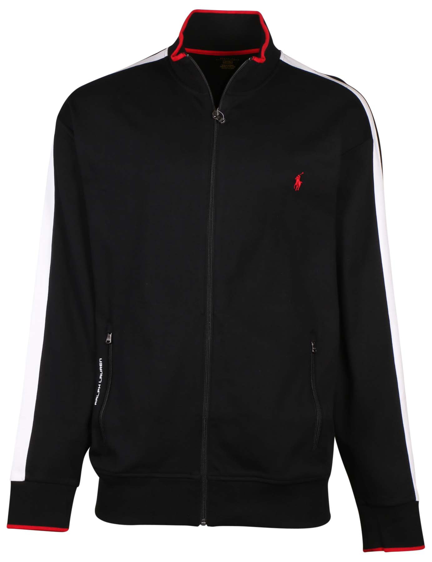 polo jacket black and red