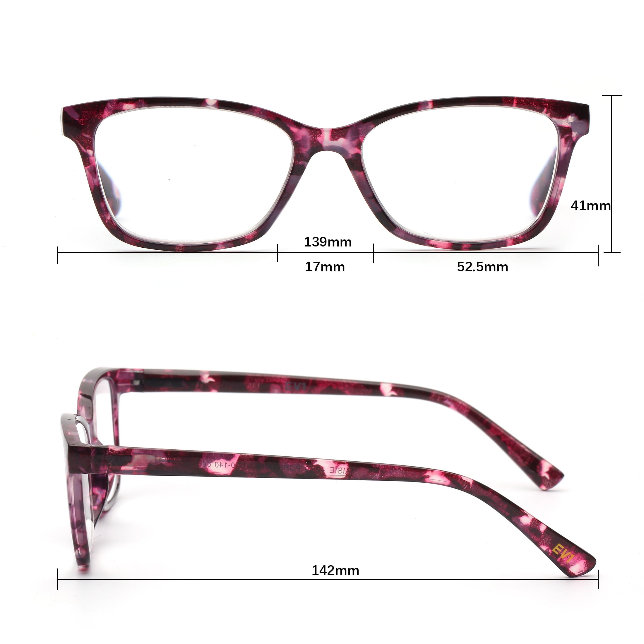 (2 pack) EV1 Maisie Purple Pink Tortoise +1.75 Reading Glasses with Case