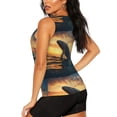 thumbnail image 3 of Salouo Sunset Ocean Whale Pattern Workout Tank Tops for Women,Gym Exercise Sleeveless Running Loose Athletic Top Fit Yoga Tops Active Shirts-Large, 3 of 7