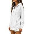 thumbnail image 4 of Kadlawus Women Plus Size Long Sleeve Zip Hooded Pullover Sweatshirt Fall Winter Casual Basic Tops Soft Cozy Relaxed Fit for Daily Work Vacation Wear, White M, 4 of 5