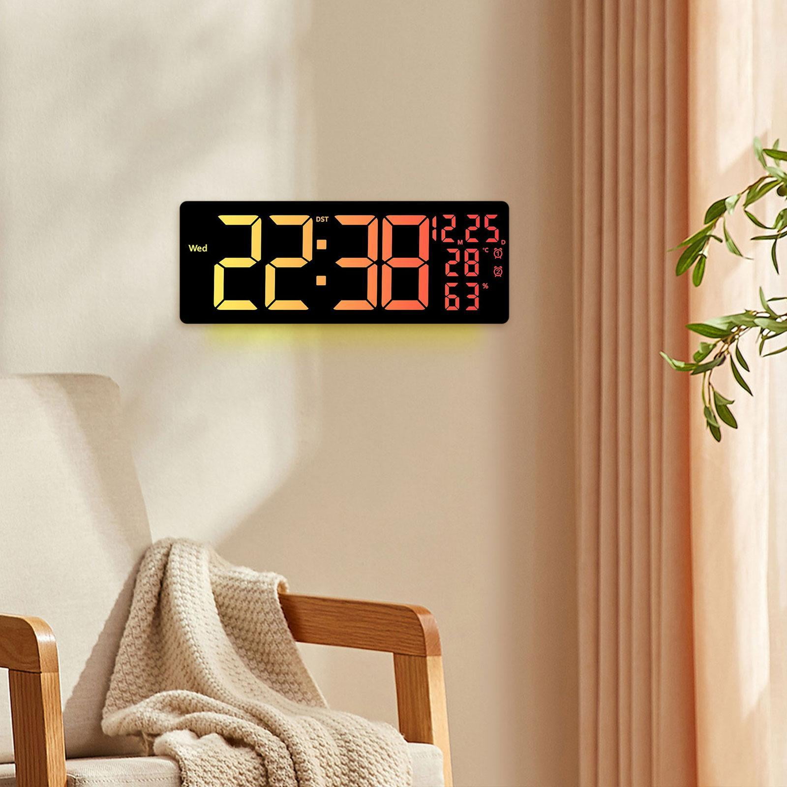 deevoka LED Digital Wall Clock Calendar 12/24H  degreeF/ degreeC Switchable Auto Dimming Date Week