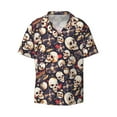 thumbnail image 4 of Salouo Guitar Skull record Pattern Cuban Collar Shirts for Men Button-Down Shirt Men's Short Sleeve Shirts Hawaiian Shirts Casual Shirts -4X-Large, 4 of 6