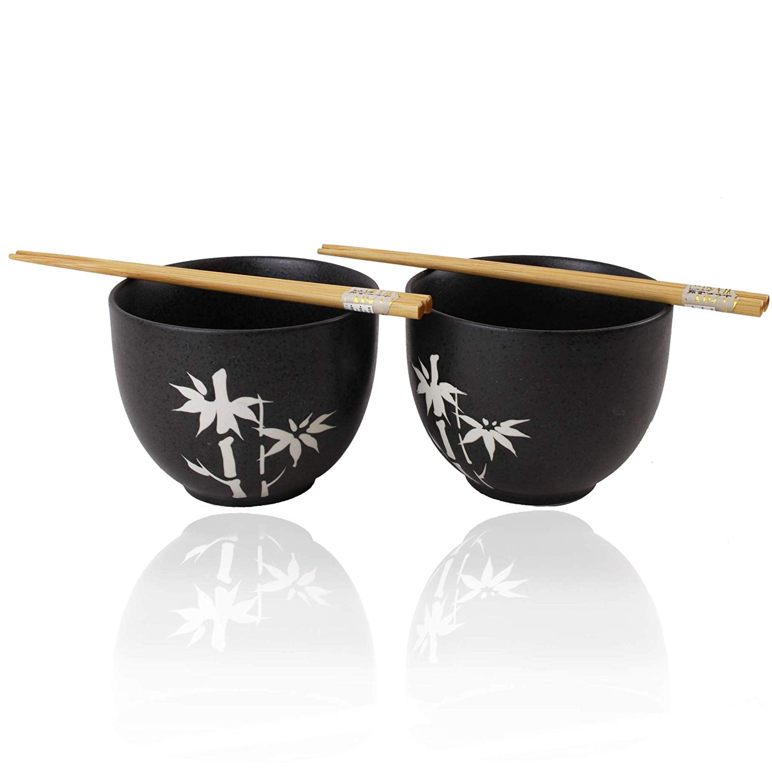 ERROR ラーメンボウル Quality Japanese Dinnerware Set of 2 Porcelain Bowls w/Chopsticks Utensils For Vietnamese Pho Recipe, Menudo Snacks, Rice Udon Noodle Bowl EHD
