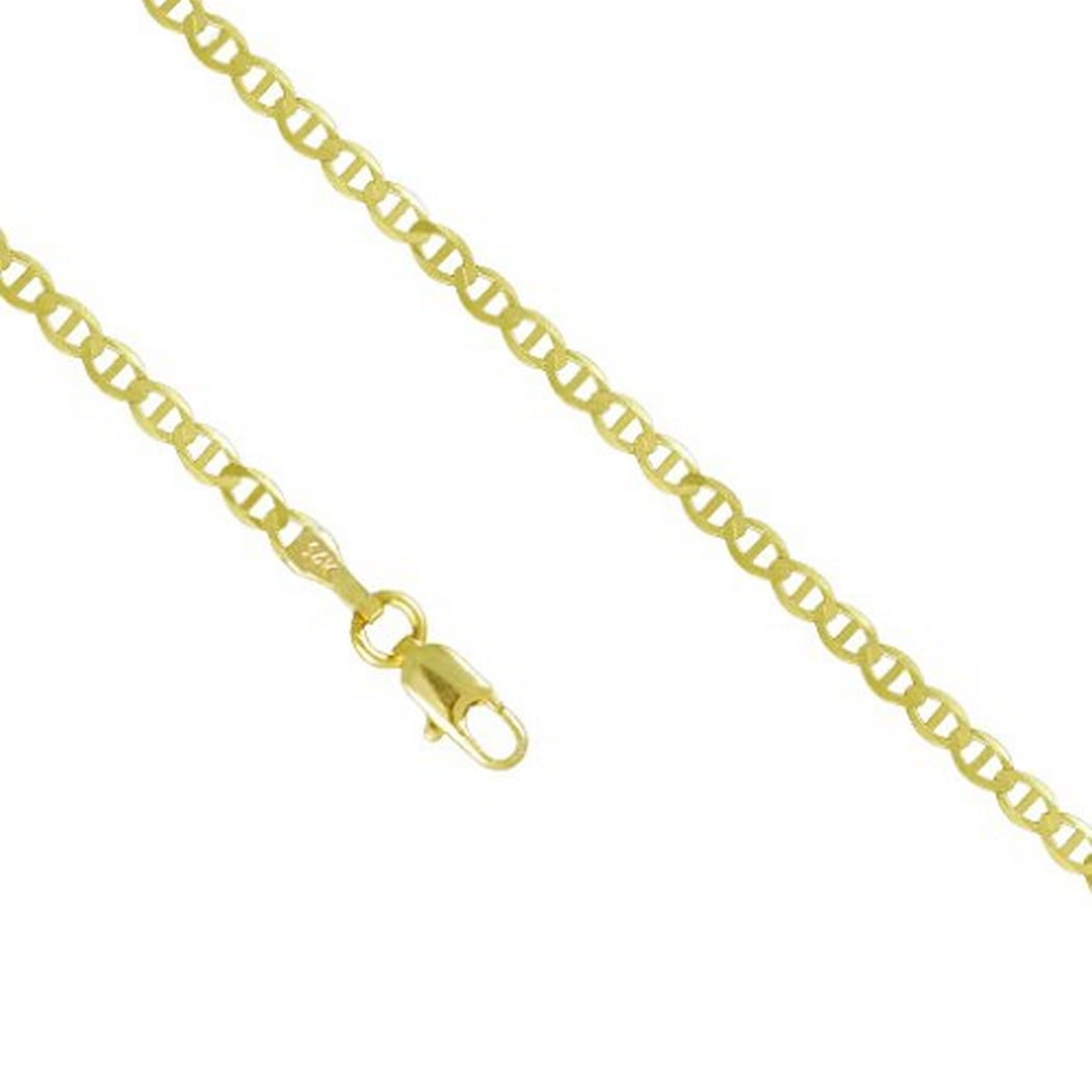 Jawa Jewelers 14K Yellow White Rose Gold Men Womens 2.6MM Valentino Tri Color Necklace Chain Link Lobster Clasp 16-24 Inches