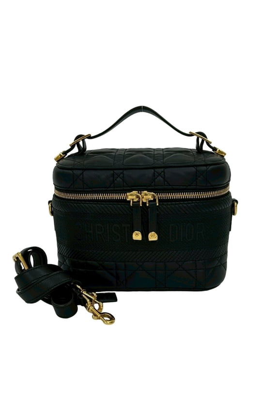 Pre-Owned Christian Dior Travel Small Vanity Bag, Cannage Leather, 2-Way... (Good)
