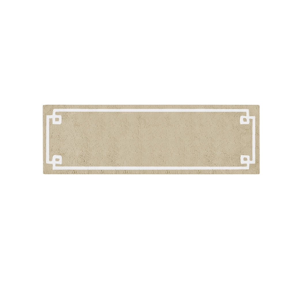 MAYEERTY Medium Pile Cotton Tufted Bathroom Rug, Taupe, 24"W x 72"L