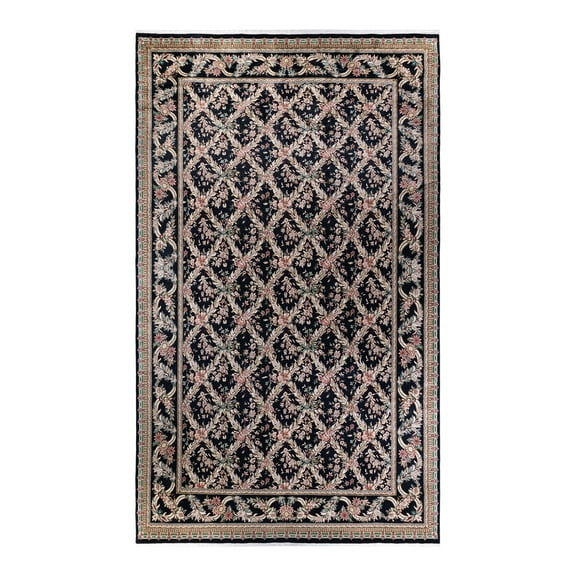 Hand-Knotted Wool Oriental Traditional Black Area Rug 10' 0" x 16' 9"