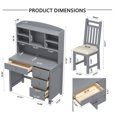thumbnail image 2 of Aukfa 40" Home Office Computer Desk with Hutch, Executive Desk & Upholstered Chair Set with Bookshelf for Study/Bedroom, Gray, 2 of 8