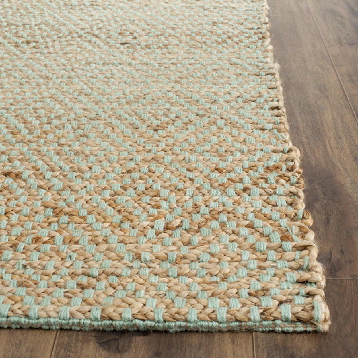 SAFAVIEH Natural Fiber Braxton Braided Jute Area Rug, Natural/Green, 3' x 5'