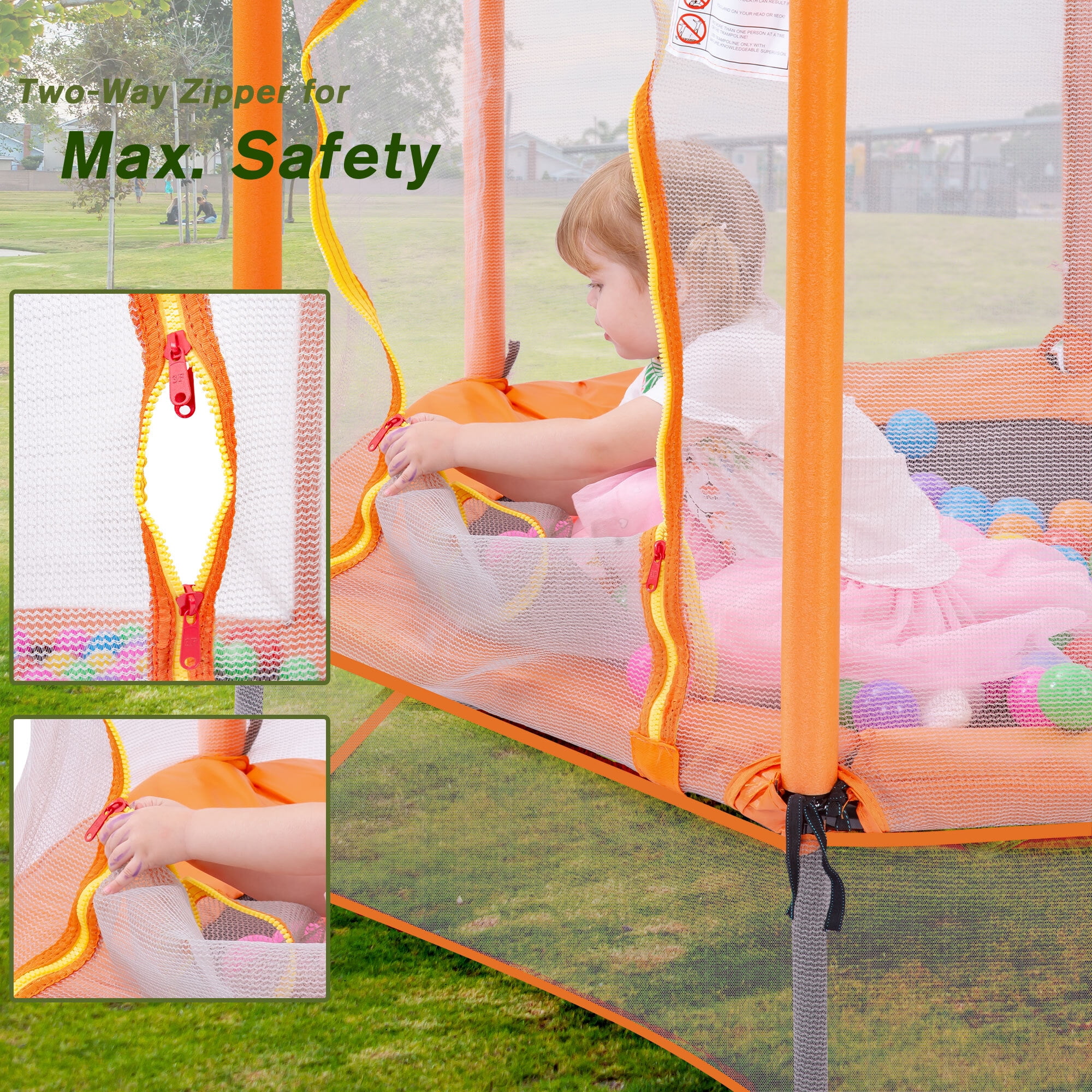 EUROCO 55" Mini Trampoline with Safety Enclosure Net, 4.5FT Indoor & Outdoor Toddler Trampoline with No-Gap Design, Small Trampoline for Kids Easy to Assemble