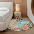 thumbnail image 3 of Jellyfish Coastal Round Area Rugs Collection 6', Summer Nautical Starfish Coral Brown Anchor Non Slip Indoor Circular Throw Runner Rug Floor Mat Carpet for Living Room Dining Table Bedroom Nursery, 3 of 9