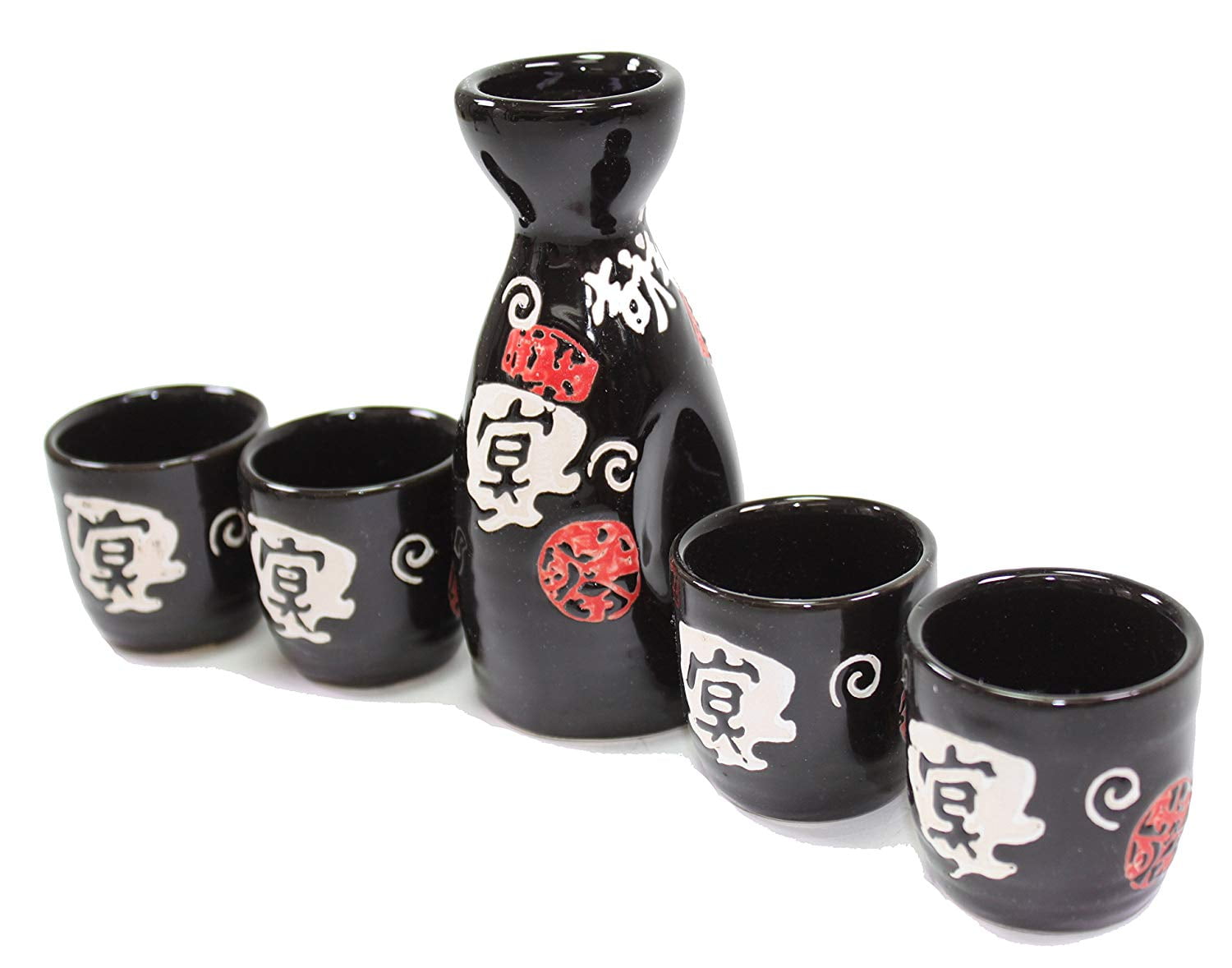 sake set black w characters