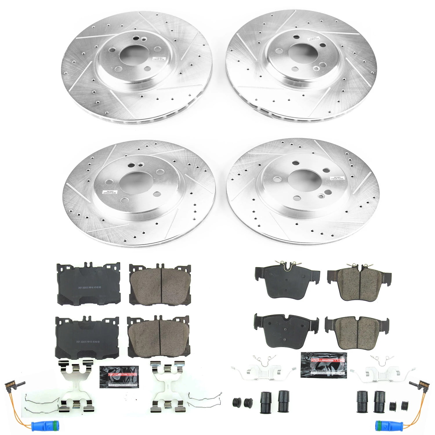 PowerStop Front and Rear Z23 Evolution Sport Carbon-Fiber Ceramic Brake Pad and Drilled & Slotted Rotor Kit Fits: Select Models K7988