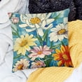 thumbnail image 2 of BANET Spring Summer Daisy Flower Decorative Throw Pillow Covers , Sunshine Floral Check Stripes Cushion Case Decor, Farmhouse Decoration for Sofa Couch White, 2 of 5