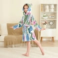 thumbnail image 4 of RMDQTR Hooded Fleece Bathrobe with Removable Belt and Pockets Soft and Absorbent for Home, Pool, Beach, Halloween, and Christmas Wear Pink Blue Flowers, 4 of 8