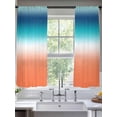 thumbnail image 2 of Gradient Orange Sheer Curtains 2 Panels Set Modern Minimalist Green Orange Ocean Beach Sheer Window Curtains Light Filtering Rod Pocket Voile Drapes for Bedroom Living Room 52"x63", 2 of 8