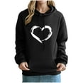 thumbnail image 2 of Sevevn Women's Printed Off Shoulder Sleeves Long Sleeved Top Hooded Sweatshirt Black XXL Summer Clearance, 2 of 4
