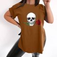 thumbnail image 2 of Moda Retro Moda Casual Cuello redondo Manga corta Ranura Estampado Camiseta Top Pompotops hkajfhjk460801, 2 of 9