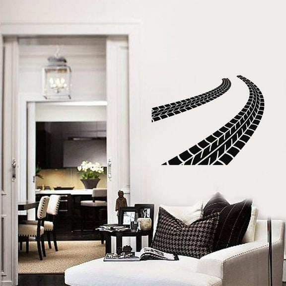 Tire Track Wall Sticker Vinyl Home Decor Interior Garage Decals Removable Murals Wallpaper Kids Room Decoration Bedroom 71x57cm