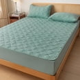 thumbnail image 6 of Waterproof Mattress Cover Quilted Mattress Protector Queen Size Fit Sheet with Elastic Band Bed Sheet Solid Color Fitted Cover (02-SCH-lan,160x200x30cm), 6 of 7