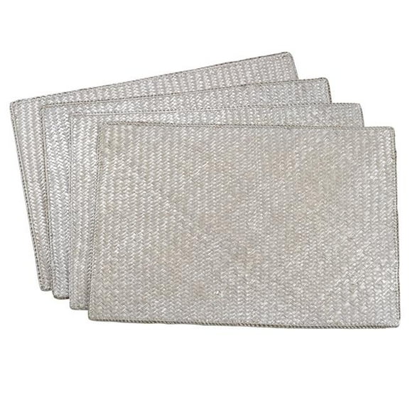 Saro Lifestyle 111.S1319B Set de Table Pandanus 13 x 19 Po&44; Argent - Lot de 4