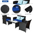 thumbnail image 4 of Costway 4PCS Patio Rattan Furniture Conversation Set Cushion Sofa Table Garden Navy, 4 of 10