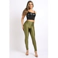 thumbnail image 2 of Ofenti Shiny Leggings for Women High-Waist Neon Tights for Parties & Raves, SX Olive, 2 of 8