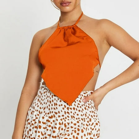

Rbaofujie Women S Lingerie Camisoles & Tanks Fashion Women Casual Solid Sexy Sleeveless Hanging Neck Solid Color Bellyband Base Shirt Tops Orange Tank Clearance Items