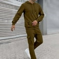 thumbnail image 2 of Men's Casual Solid Color 2-Piece Sweat Suit Set, Relaxed Fit Jogging Tracksuit for Spring Autumn Winter Outdoor Activities, 2 of 9