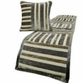 thumbnail image 1 of King / Queen / Twin Beige & Grey Designer Twin 53"x18" Bed Runner WITH Pillow Cover, Patchwork Bed Scarf on Velvet fabric - Striation, 1 of 5