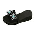 thumbnail image 3 of Summer Women's Slippers with Thick Sole Wedge Open Toe Slip-on Outdoor Shoes Women's Fashion Casual Versatile Beach Sandals with Rhinestone, 3 of 7