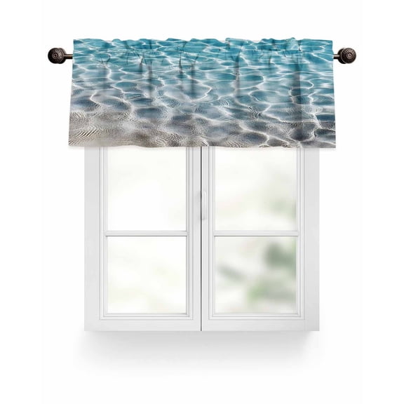 Blue Sea Water Kitchen Valances for Windows Coastal Tropical Ocean Wave Valance Curtains  for Kitchen /Living Room/Bedroom/ Bathroom Decor, 54"x18 " ,Rod Pocket 1 Panel,