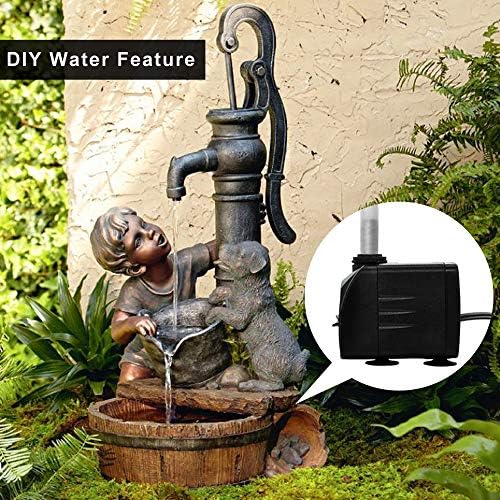 400GPH Submersible Pump with 5 ft Tubing, (1500L/H 25W) durable fountain water pump for Pond Fountain, Aquariums Fish Tank, Statuary, Hydroponics