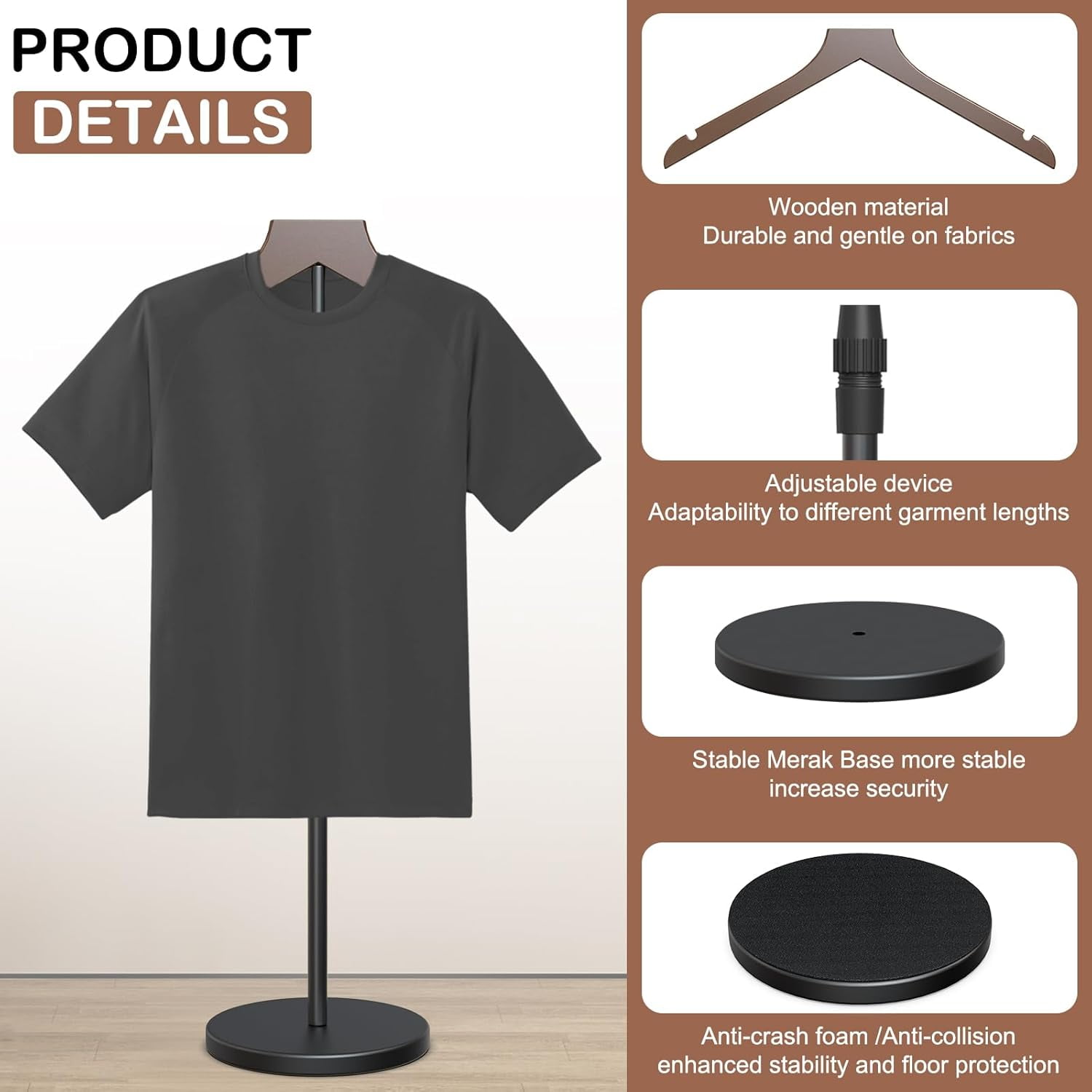 Shirt Display Stand, 18-34 Inch Height Adjustable Mannequin Torso for Vendors Shop, More Stable Dress Form Portable Clothes Garment Rack, T Shirt Display Holder Jacket Coat Stand Hanger