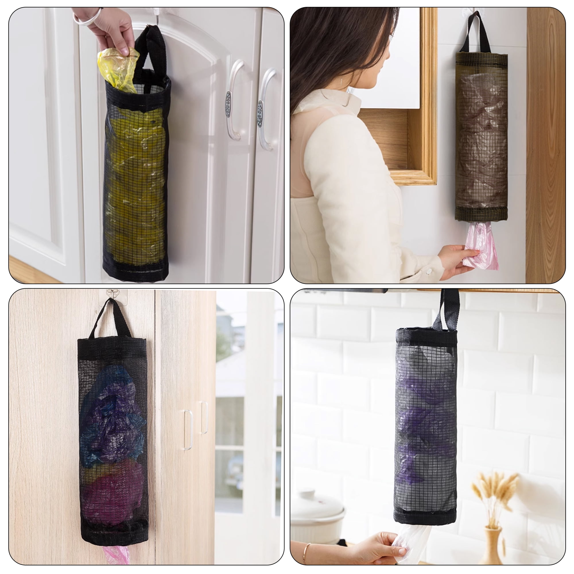 1pc Random Plastic Bag Holder,Mesh Hanging Storage Dispenser,Foldable  Breathable Washable Hanging Mesh Garbage Bag Organizer For Kitchen