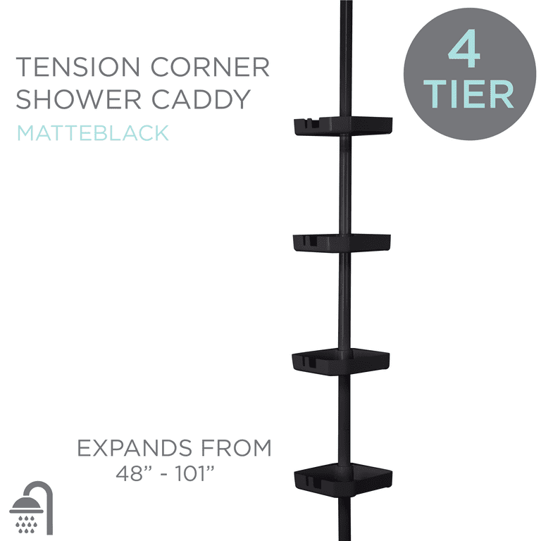 Dracelo Black 4-Tier Adjustable Shelves Shower Caddy Corner for Bathroom, Bathtub Storage Organizer for Shampoo Accessories